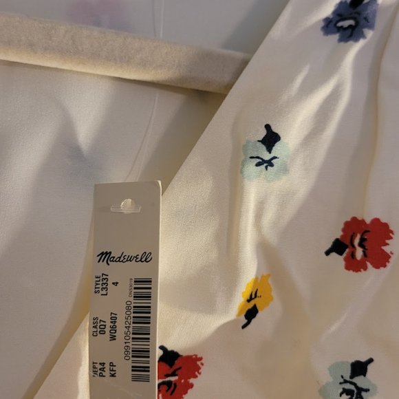 NWT Floral Madewell Dress, white, yellow, blue and green - Picture 3 of 4